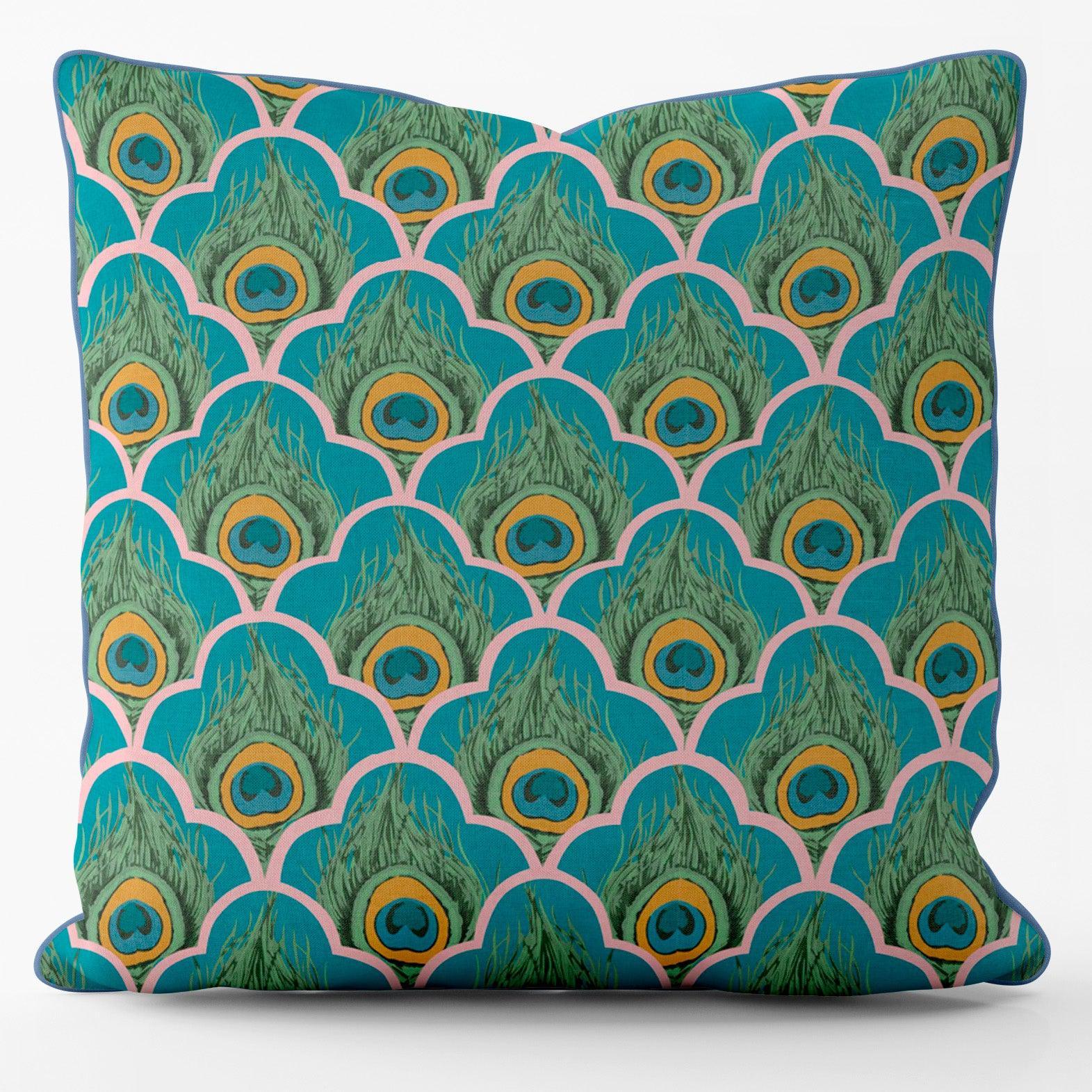 Peacock Feather -Their Nibs Cushion - Handmade Cushions UK - WeLoveCushions
