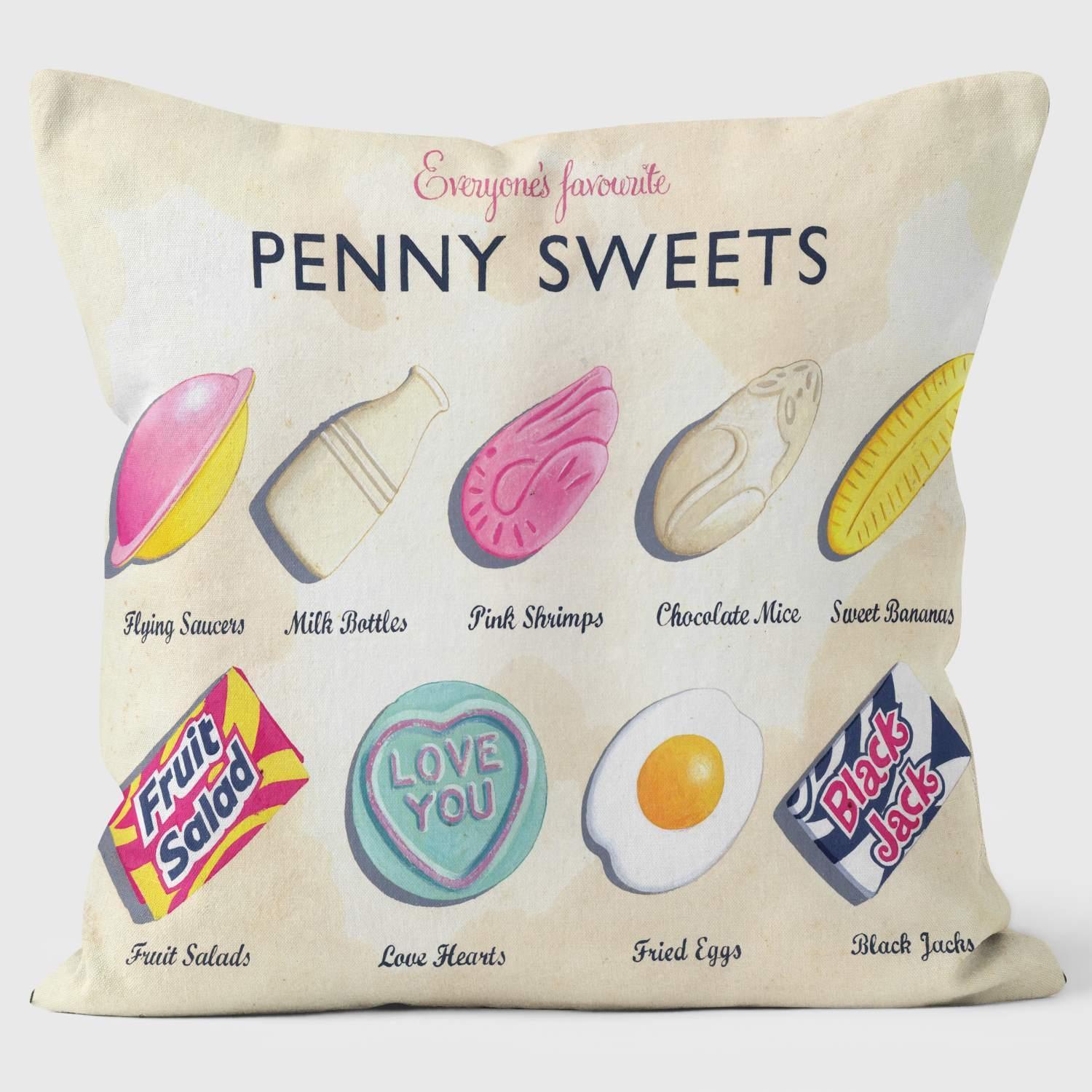 Penny Sweets - Martin Wiscombe - Retro Art Print Cushion - Handmade Cushions UK - WeLoveCushions