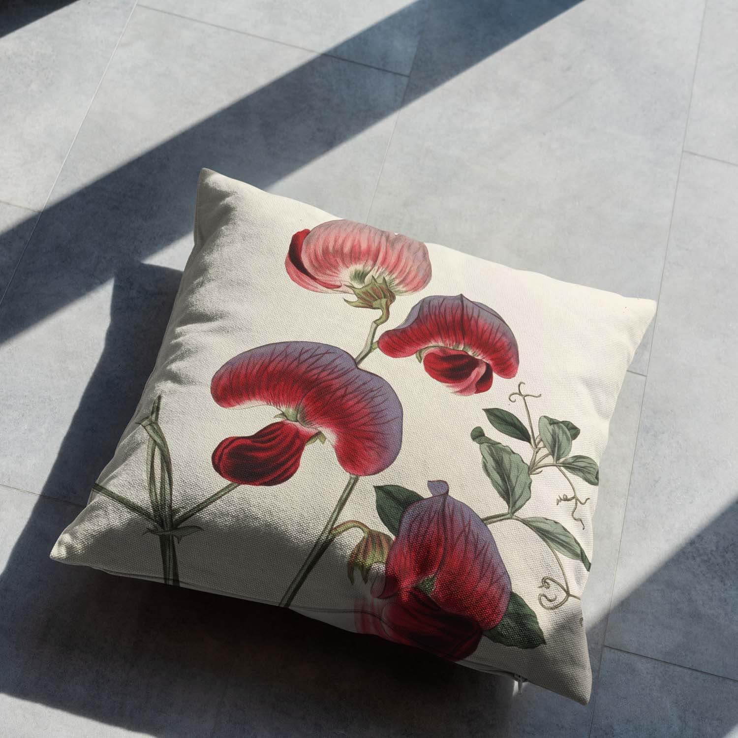 Perennial Sweetpea - Botanical Outdoor Cushion - Handmade Cushions UK - WeLoveCushions