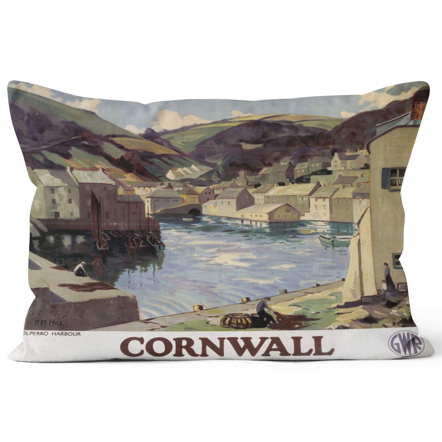 Polperro Harbour - National Railways Museum Cushion - Handmade Cushions UK - WeLoveCushions