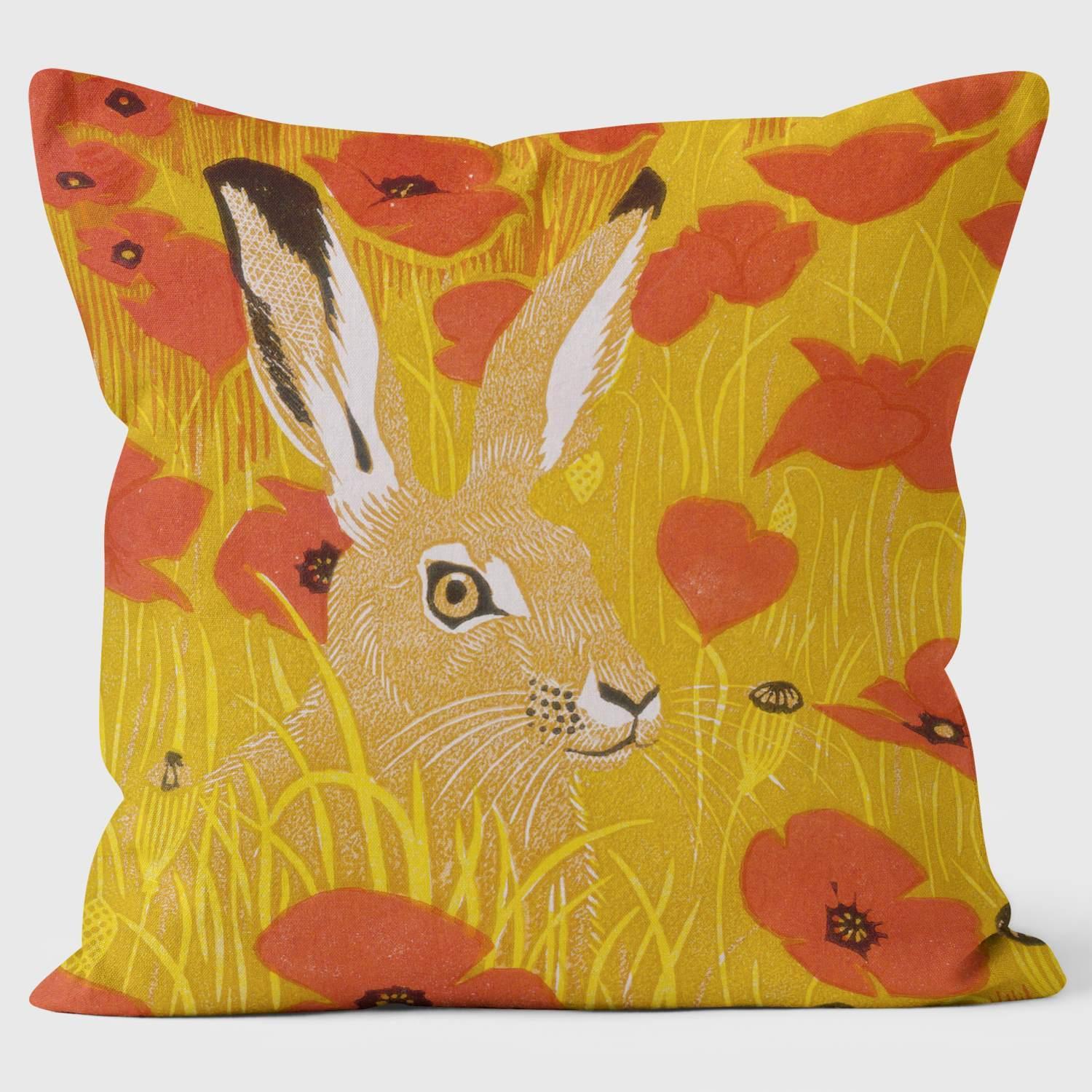 Poppy Hare - Robert Gillmor Cushion - Handmade Cushions UK - WeLoveCushions