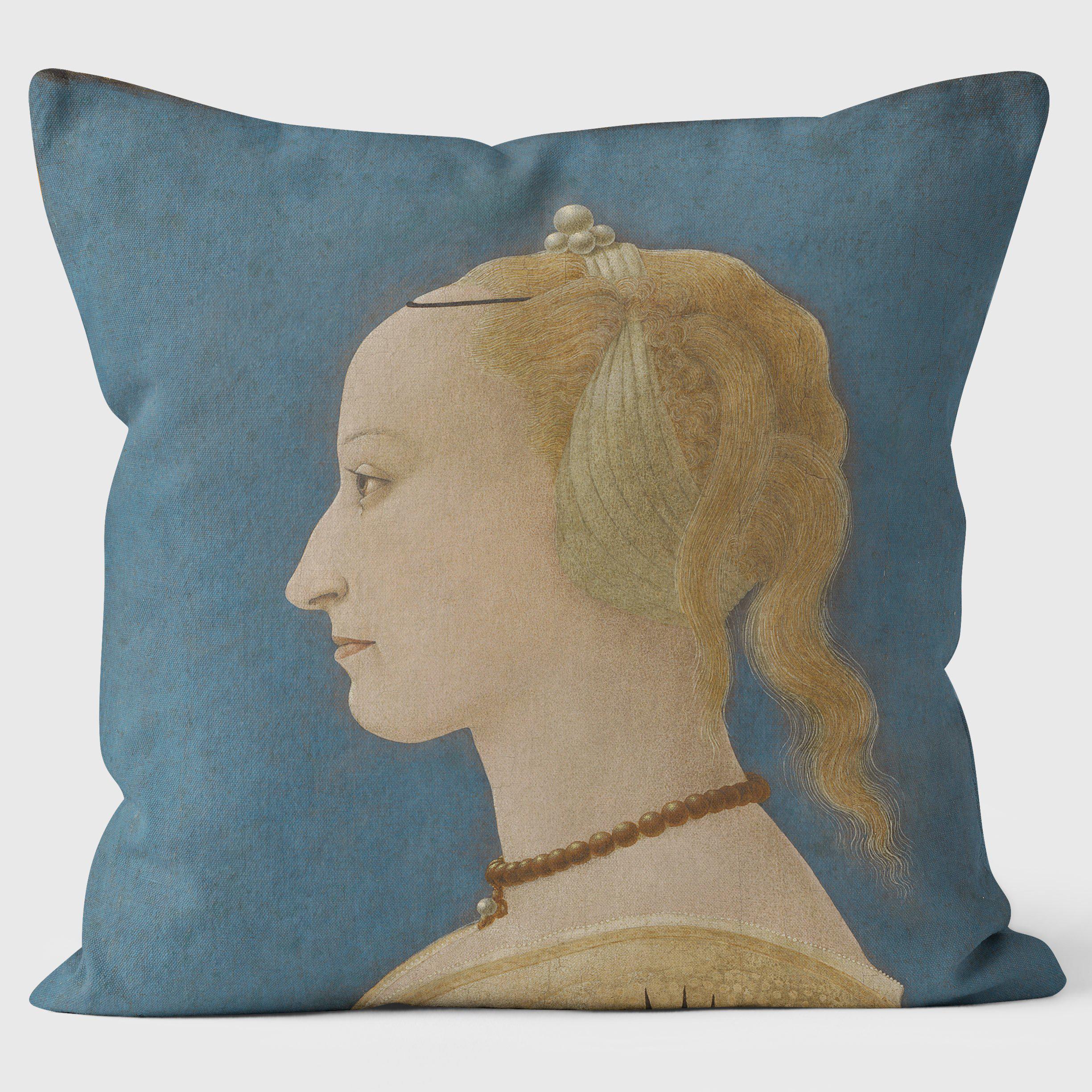 Portrait of a Lady - Alesso Baldovinetti’s -National Gallery Cushion - Handmade Cushions UK - WeLoveCushions