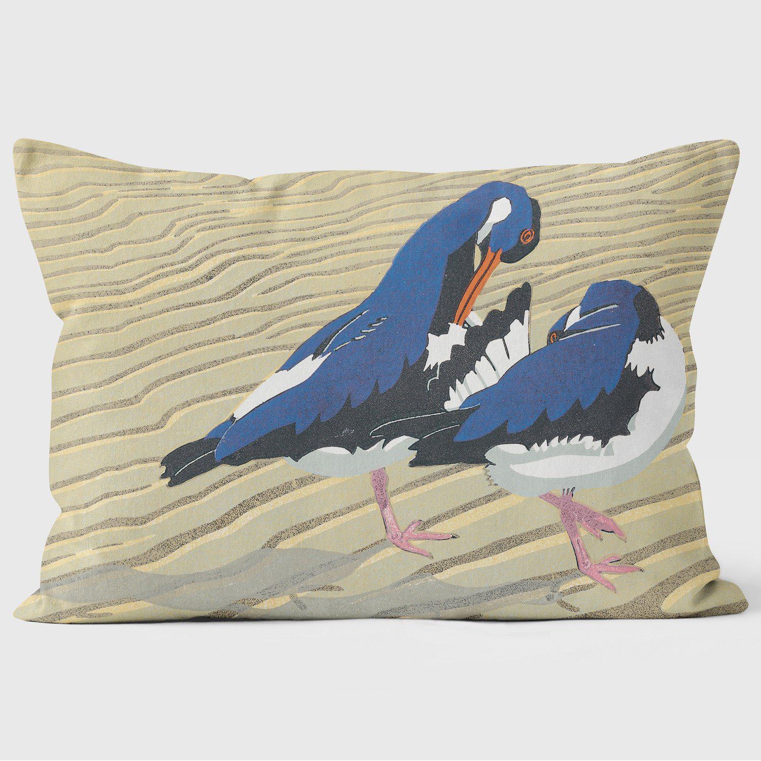Preening Pair Avocets - Robert Gillmor Cushion - Handmade Cushions UK - WeLoveCushions
