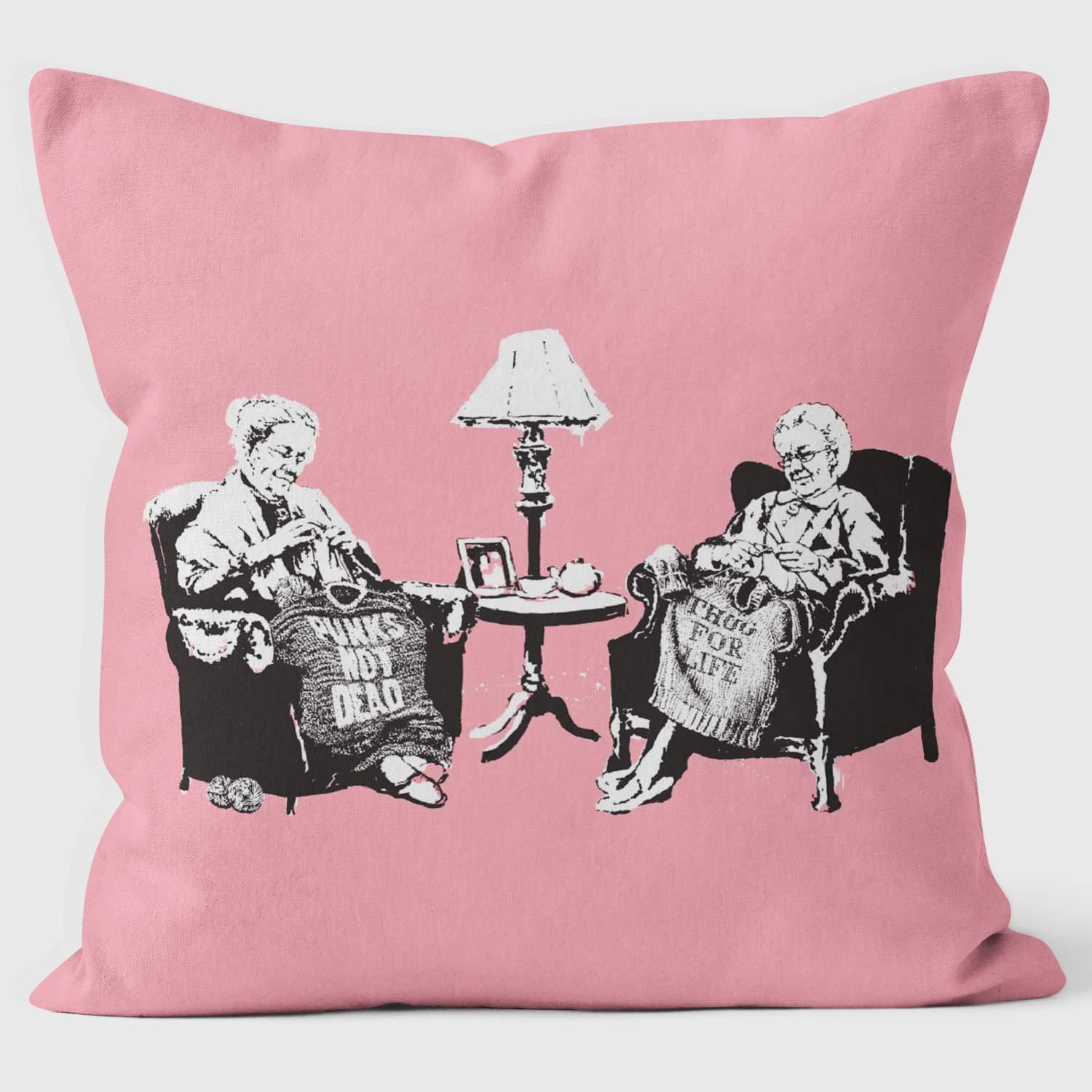 Punk Grannies - Banksy Inspired - Graffiti Art Cushion - Handmade Cushions UK - WeLoveCushions