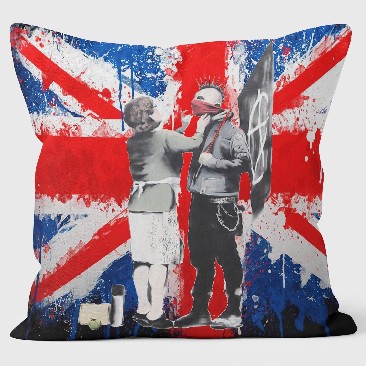 Punk Union - Banksy Inspired - Graffiti Art Cushion - Handmade Cushions UK - WeLoveCushions
