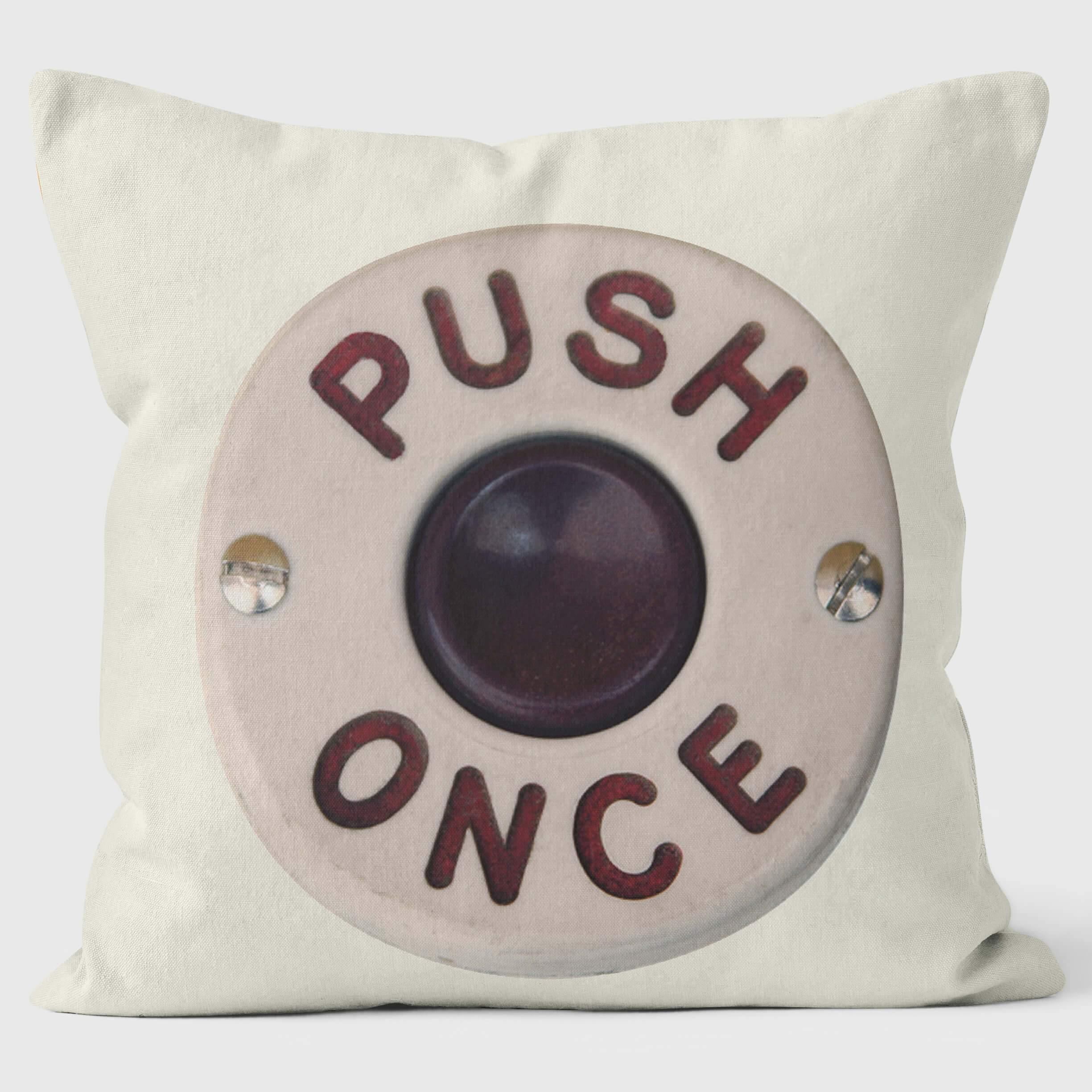 Push The Button - Art Print Cushion - Handmade Cushions UK - WeLoveCushions