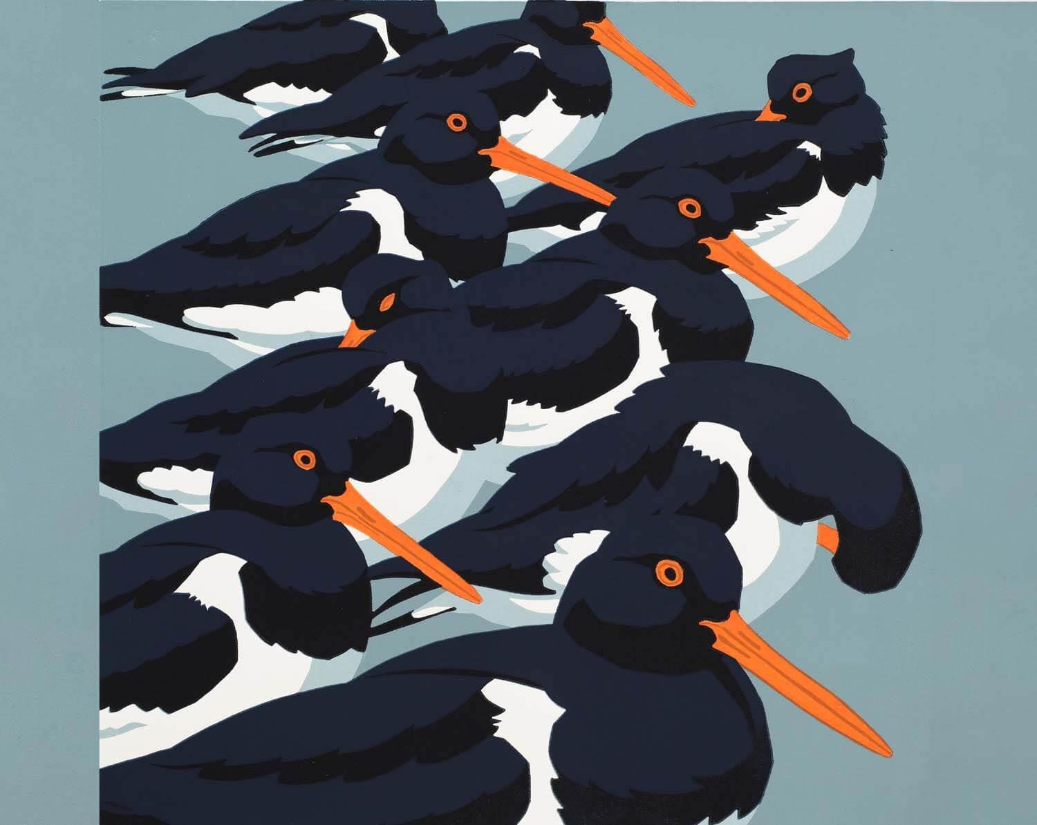 Oyster Catchers - Robert Gillmor - Glamping Camping Stool