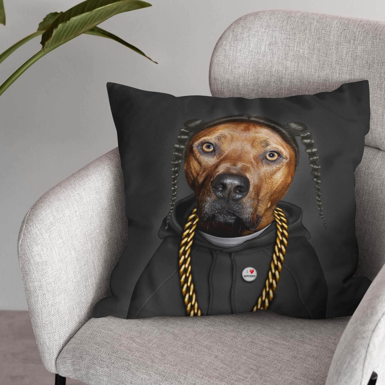 Rap (on black) - Pets Rock Cushion