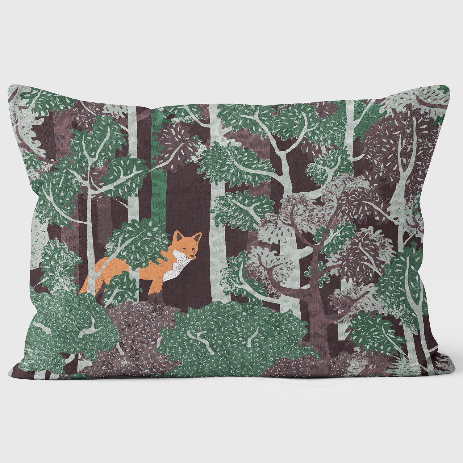 Red Fox Forest Cushion - Christmas Seasonal Cushion - Handmade Cushions UK - WeLoveCushions