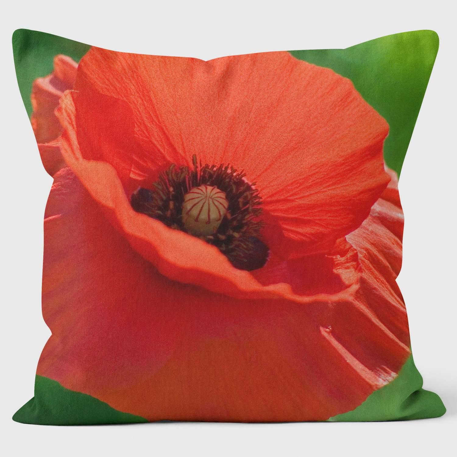 Red Poppy Flower - Ella Lancaster Cushion - Handmade Cushions UK - WeLoveCushions