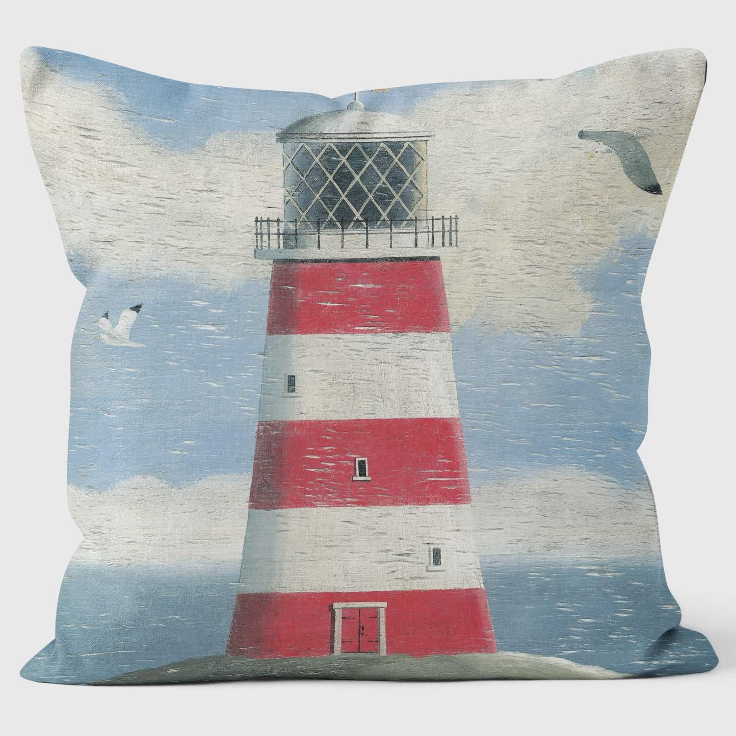 Red White Lighthouse - Martin Wiscombe - Art Print Cushion - Handmade Cushions UK - WeLoveCushions