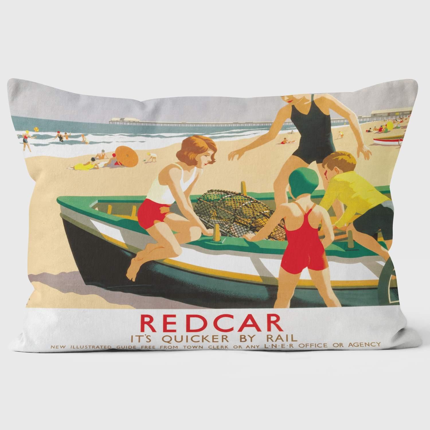 Redcar Boat On Beach LNER 1936-1937 - National Railway Museum Cushion - Handmade Cushions UK - WeLoveCushions