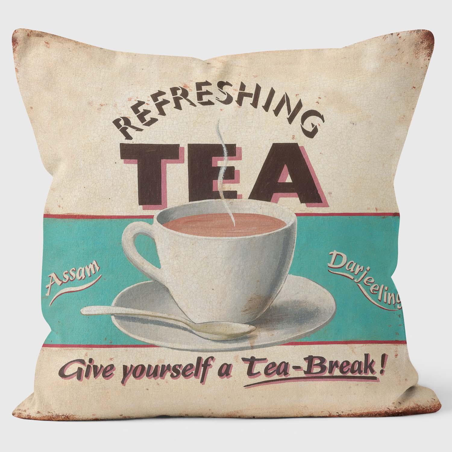 Refreshing Tea - Martin Wiscombe - Retro Print Cushions - Handmade Cushions UK - WeLoveCushions