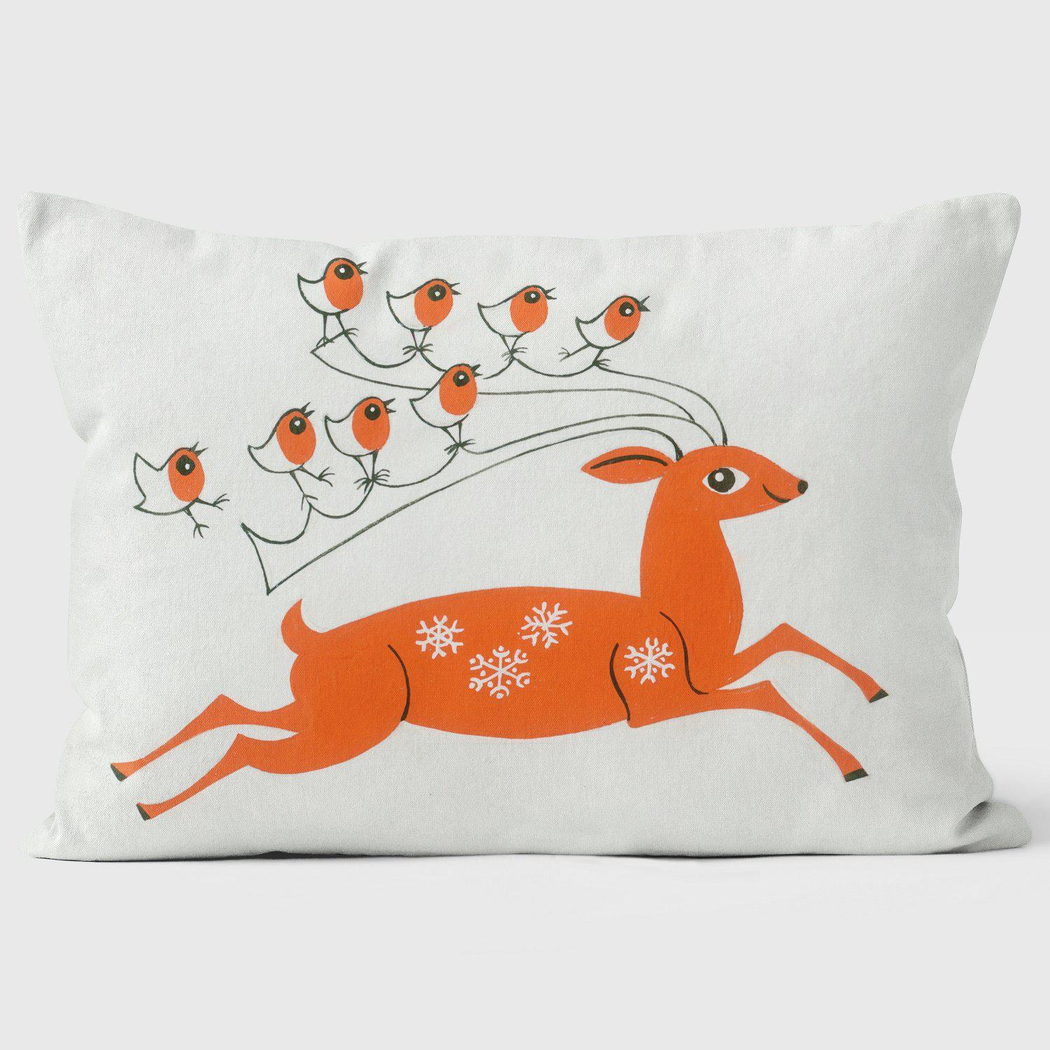 Reindeer & Robin - Christmas Cushion - Handmade Cushions UK - WeLoveCushions