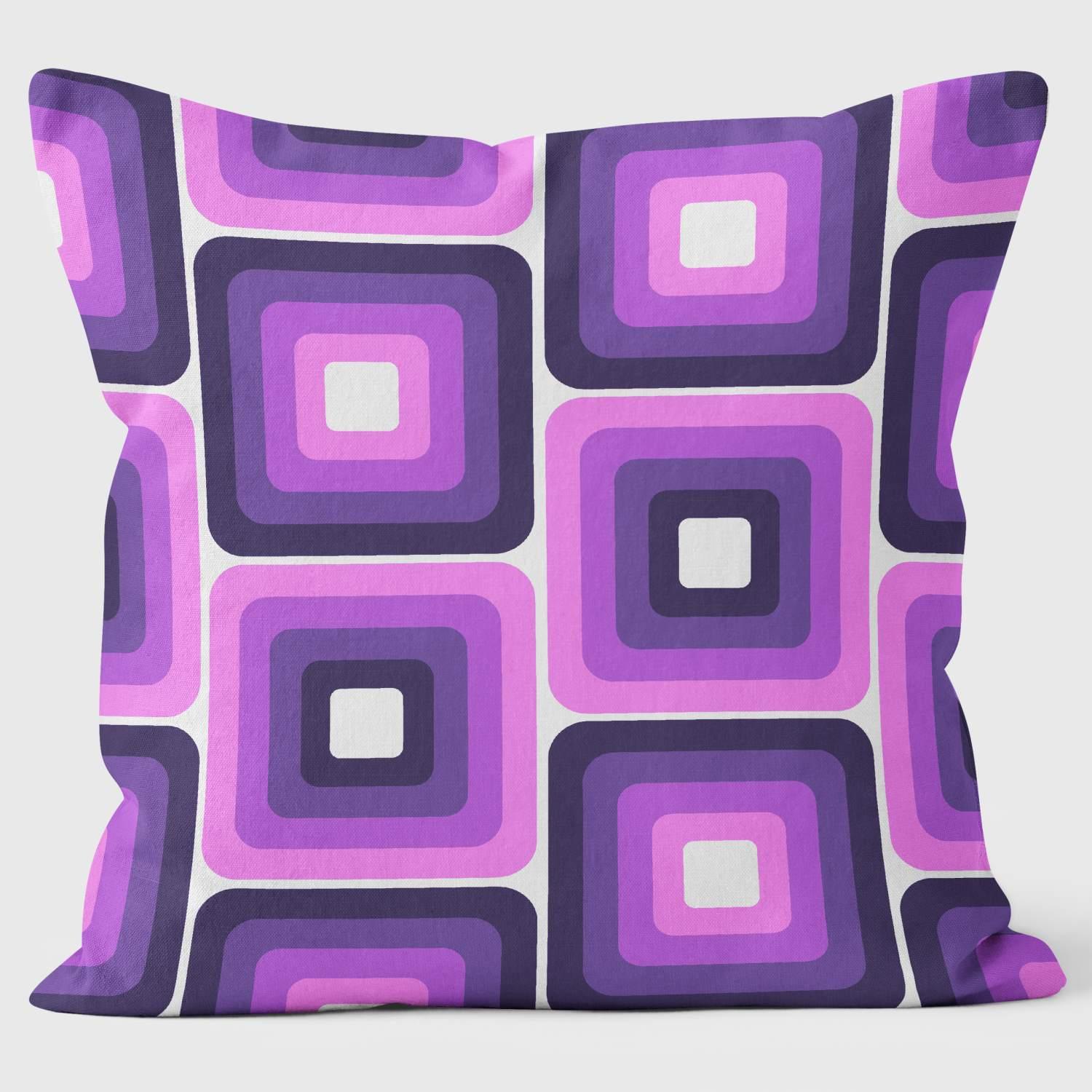 Retro Purple Squares - Abstract Cushion - Handmade Cushions UK - WeLoveCushions