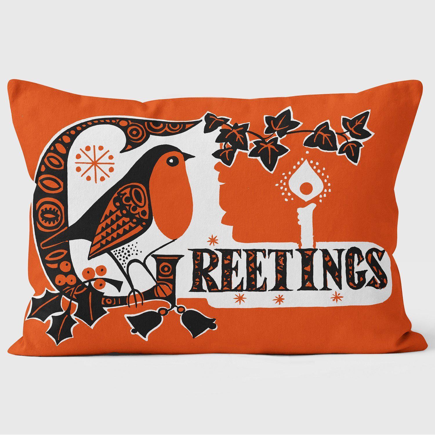 Robin Greetings - Christmas Cushion - Handmade Cushions UK - WeLoveCushions