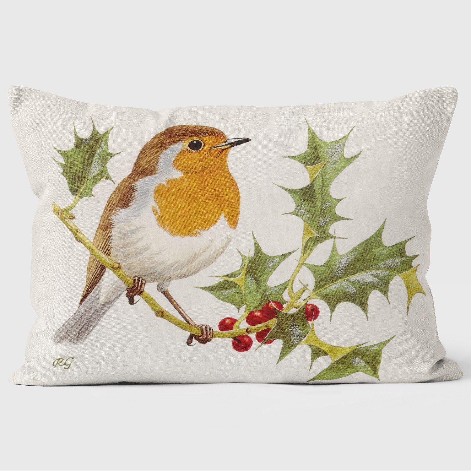 Robin On A Branch - Robert Gillmor Cushion - Handmade Cushions UK - WeLoveCushions