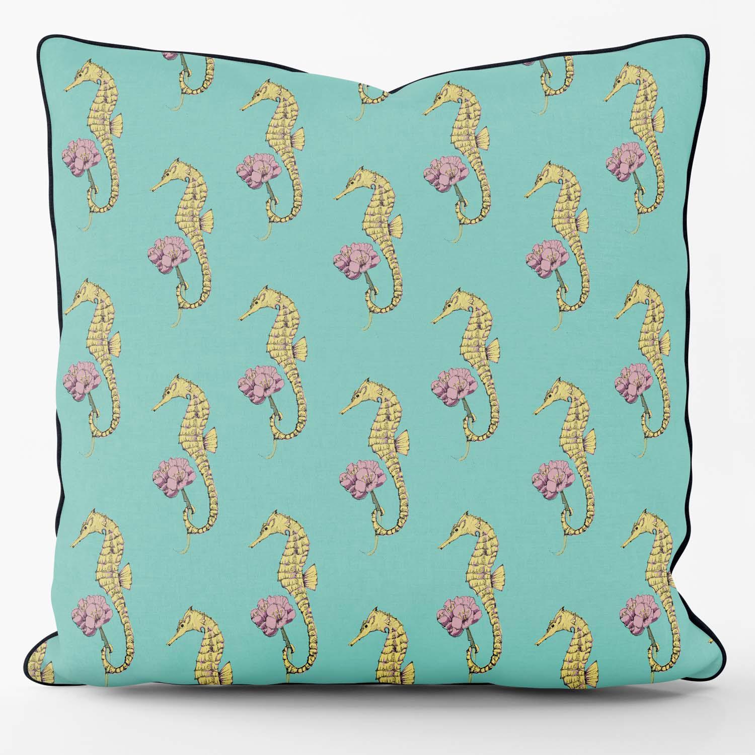Seahorses -Their Nibs Cushion - Handmade Cushions UK - WeLoveCushions