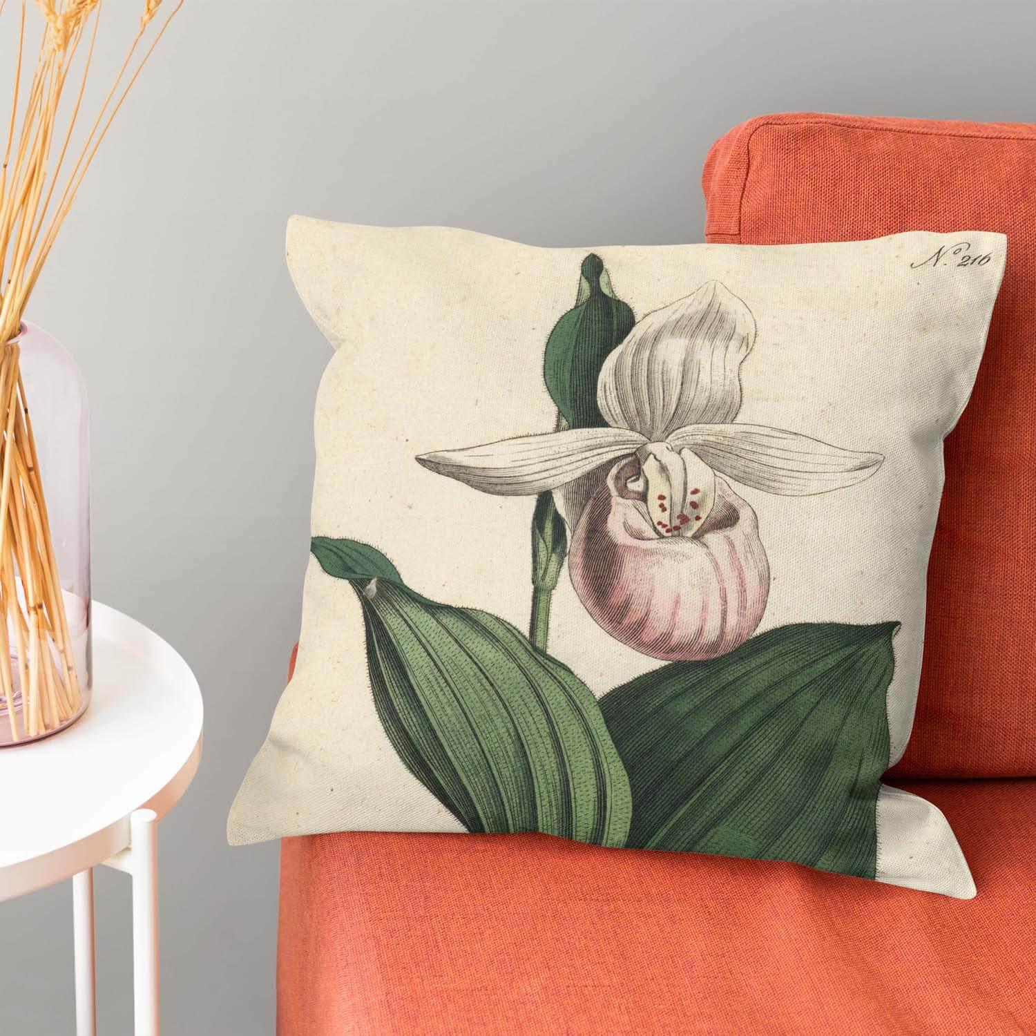 Showy Lady's-slipper - Botanical Cushion - Handmade Cushions UK - WeLoveCushions