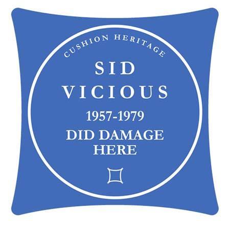 Sid Vicious Blue Plaque - Cushion Heritage - Handmade Cushions UK - WeLoveCushions