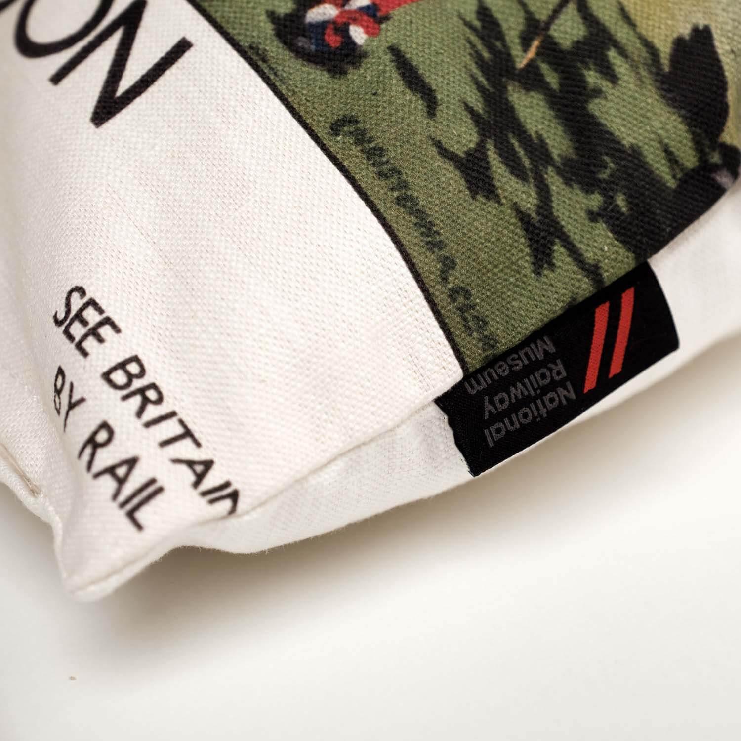 Spend Your Holidays In The Lake District’ LMS 1923 -1947- National Railways Musuem Cushion - Handmade Cushions UK - WeLoveCushions