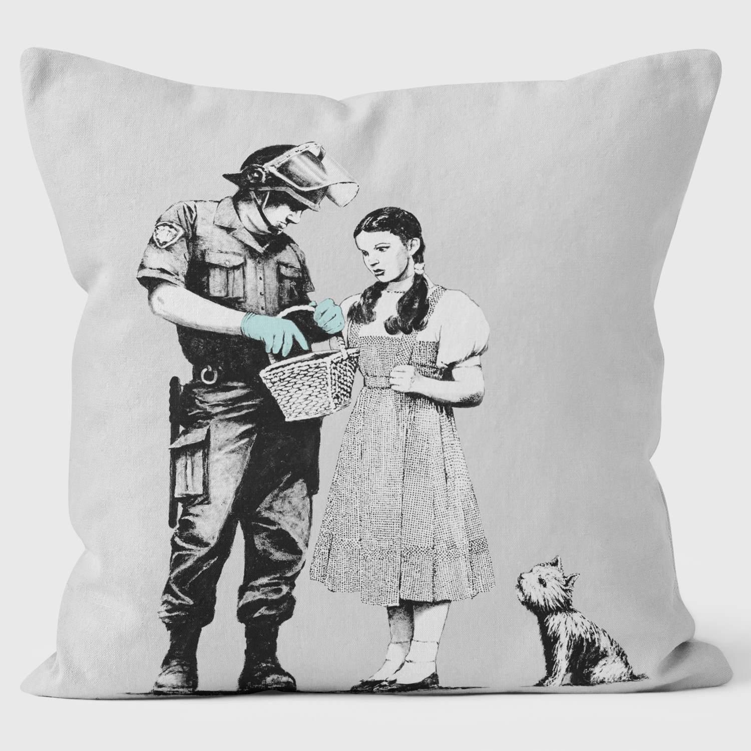 Stop n Search - Banksy Inspired - Graffiti Art Cushion - Handmade Cushions UK - WeLoveCushions