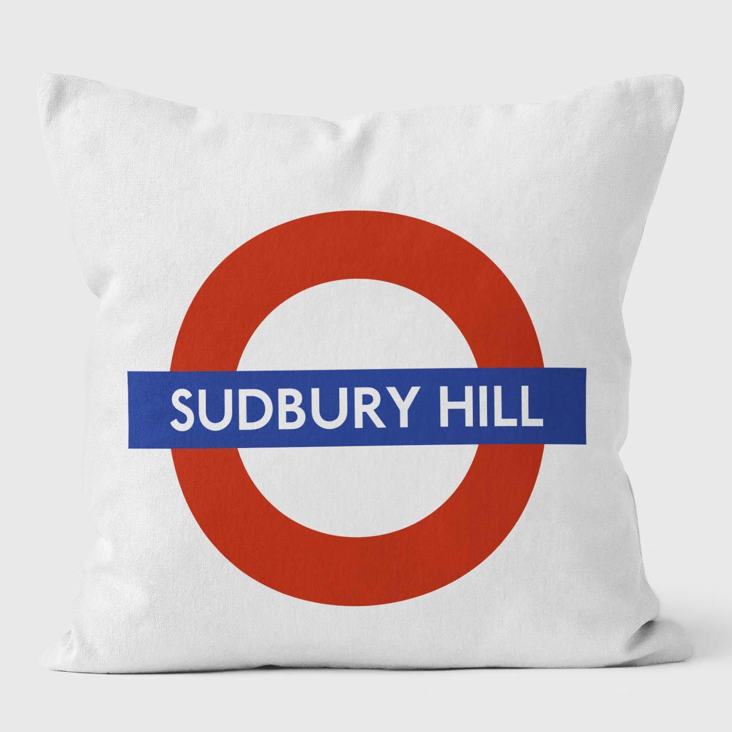 Sudbury Hill London Underground Tube Station Roundel Cushion - Handmade Cushions UK - WeLoveCushions