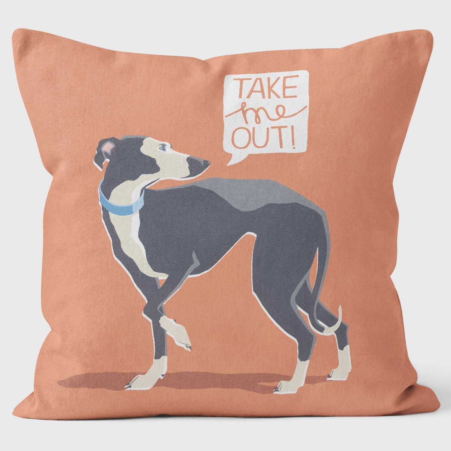 Take Me Out - Grey Hound - Paperlollipop Cushion - Handmade Cushions UK - WeLoveCushions