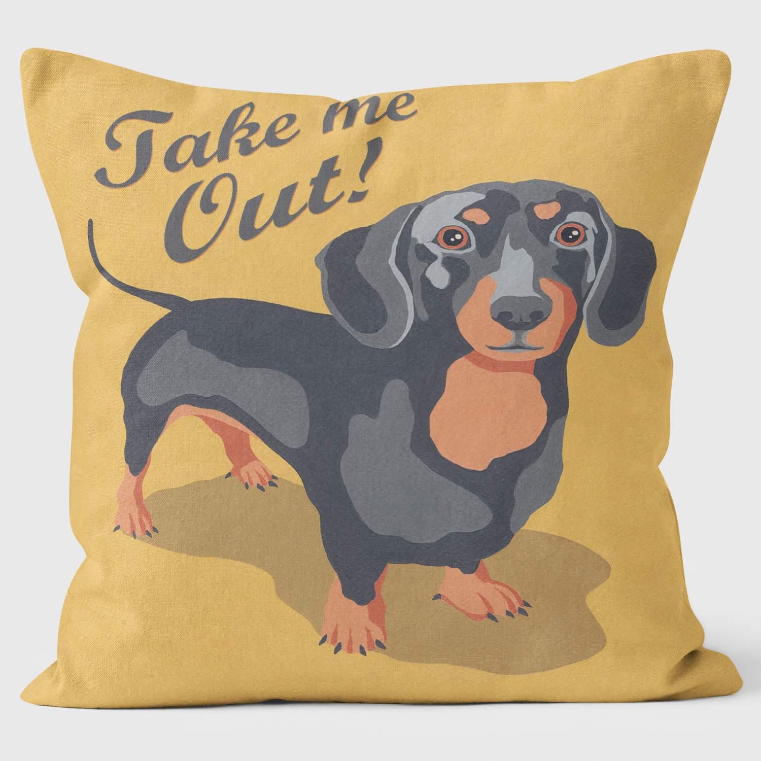 Take me out Dachshund - Paperlollipop Cushion - Handmade Cushions UK - WeLoveCushions