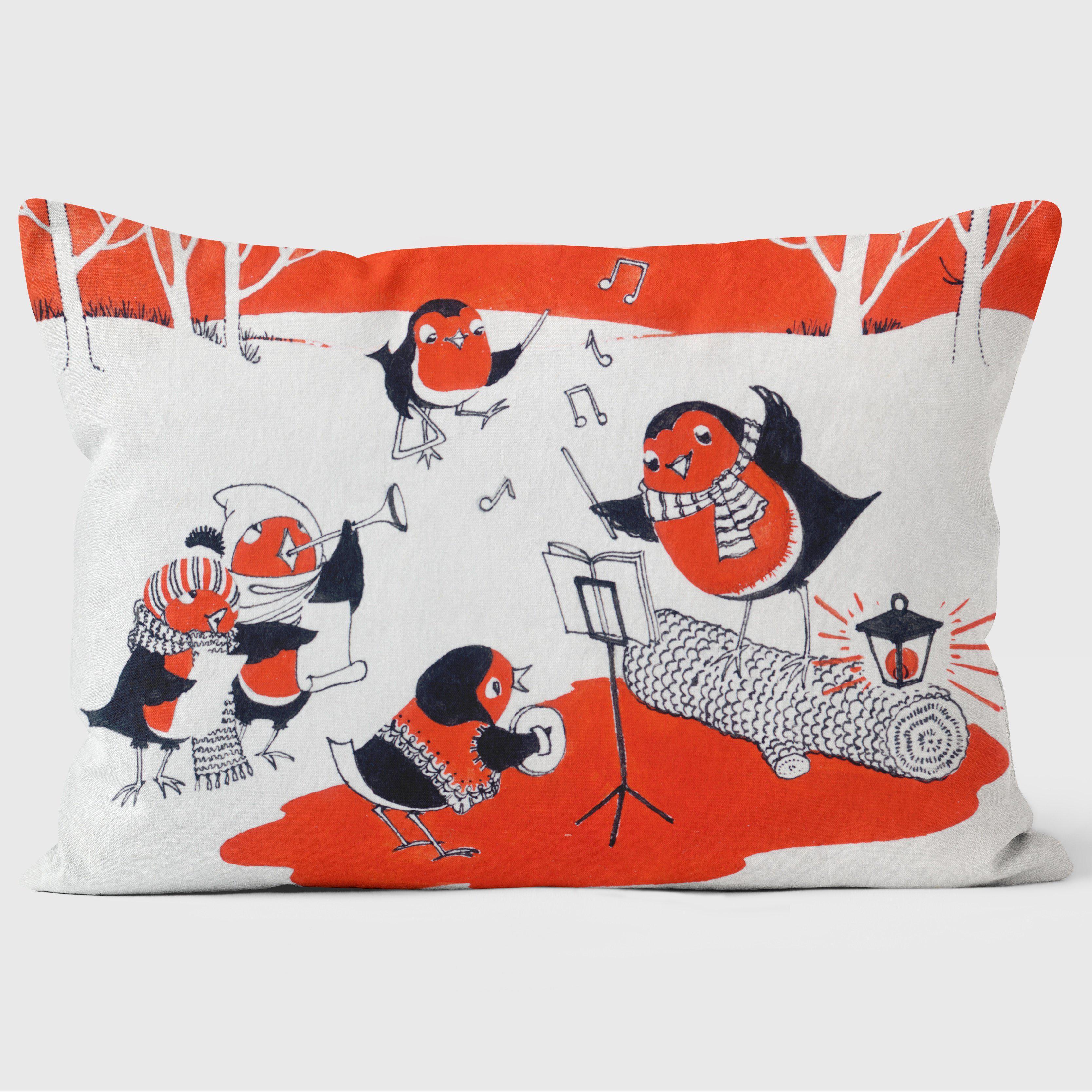 The Robin Band - Christmas Cushion - Handmade Cushions UK - WeLoveCushions