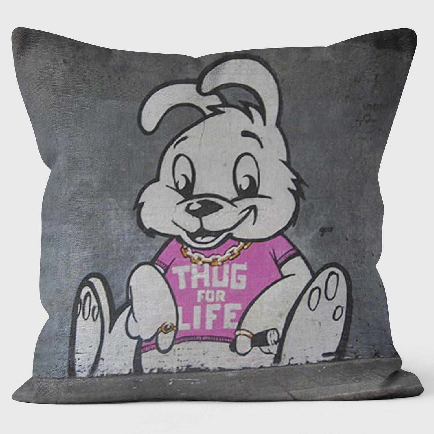 Thug Bunny - Banksy Inspired - Graffiti Art Cushion - Handmade Cushions UK - WeLoveCushions