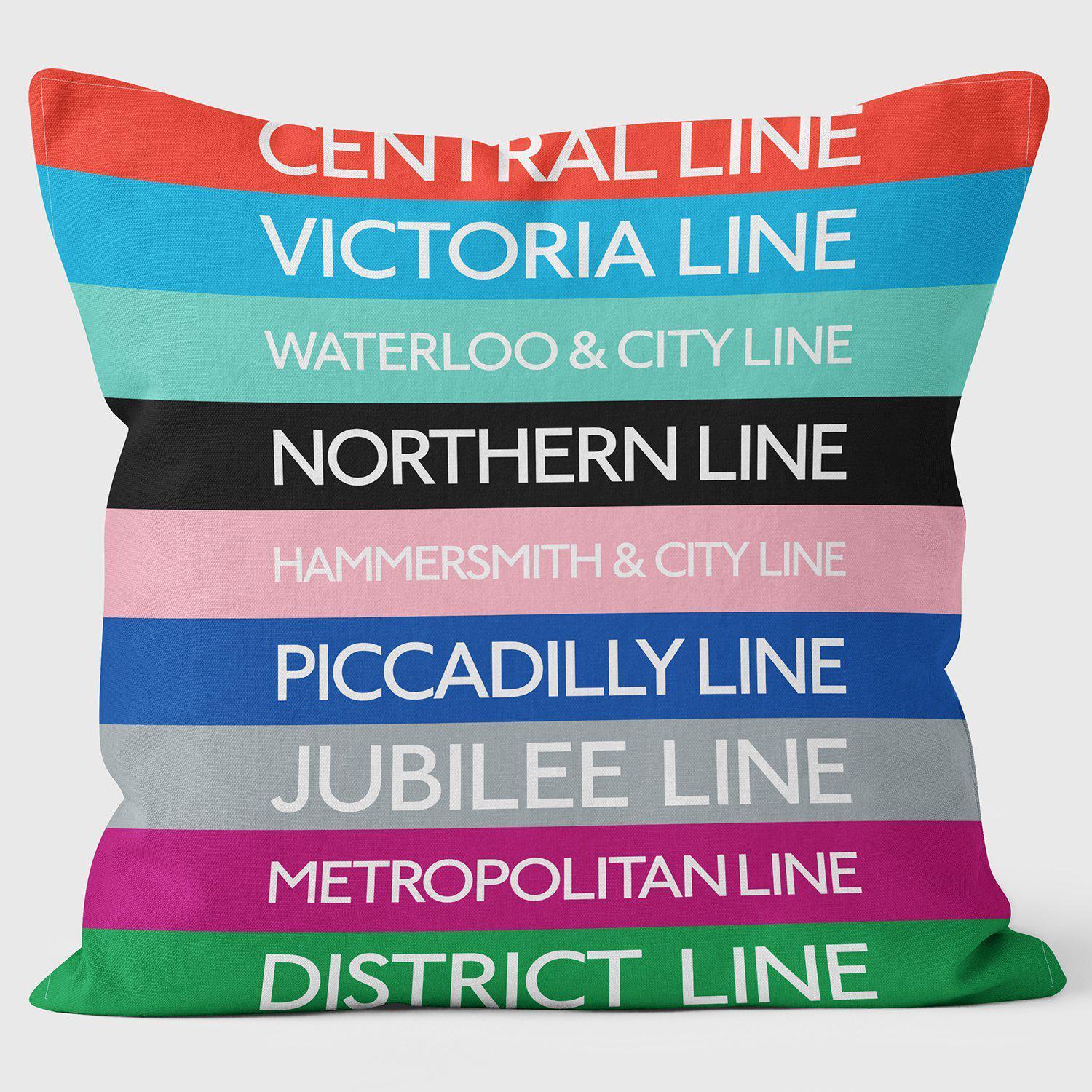 Tube Line Colour Key - London Underground Cushions - Handmade Cushions UK - WeLoveCushions
