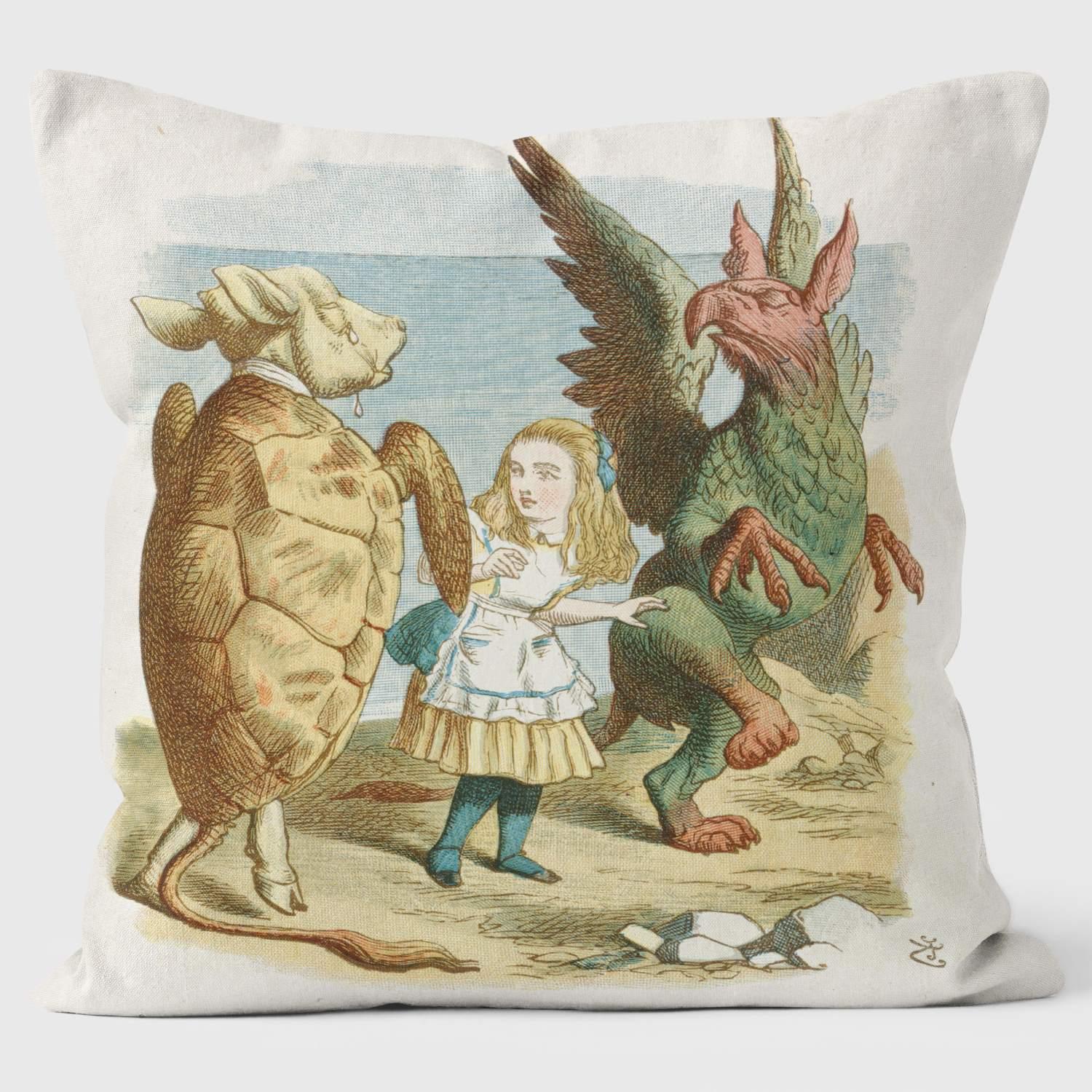 Turtle and Gryphon - Alice in Wonderland - Lewis Carroll Cushion - Handmade Cushions UK - WeLoveCushions