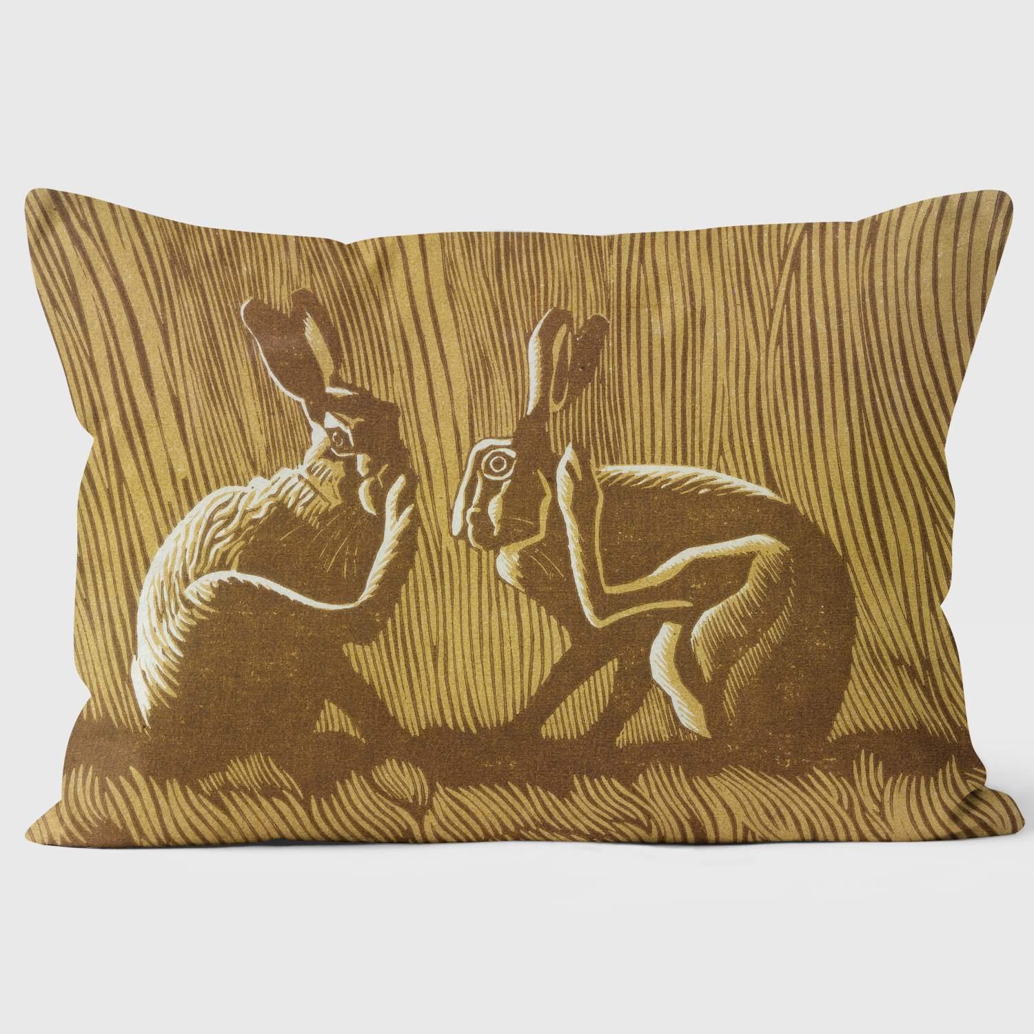 Two Hares 'Up To Scratch' - Robert Gillmor Cushion - Handmade Cushions UK - WeLoveCushions