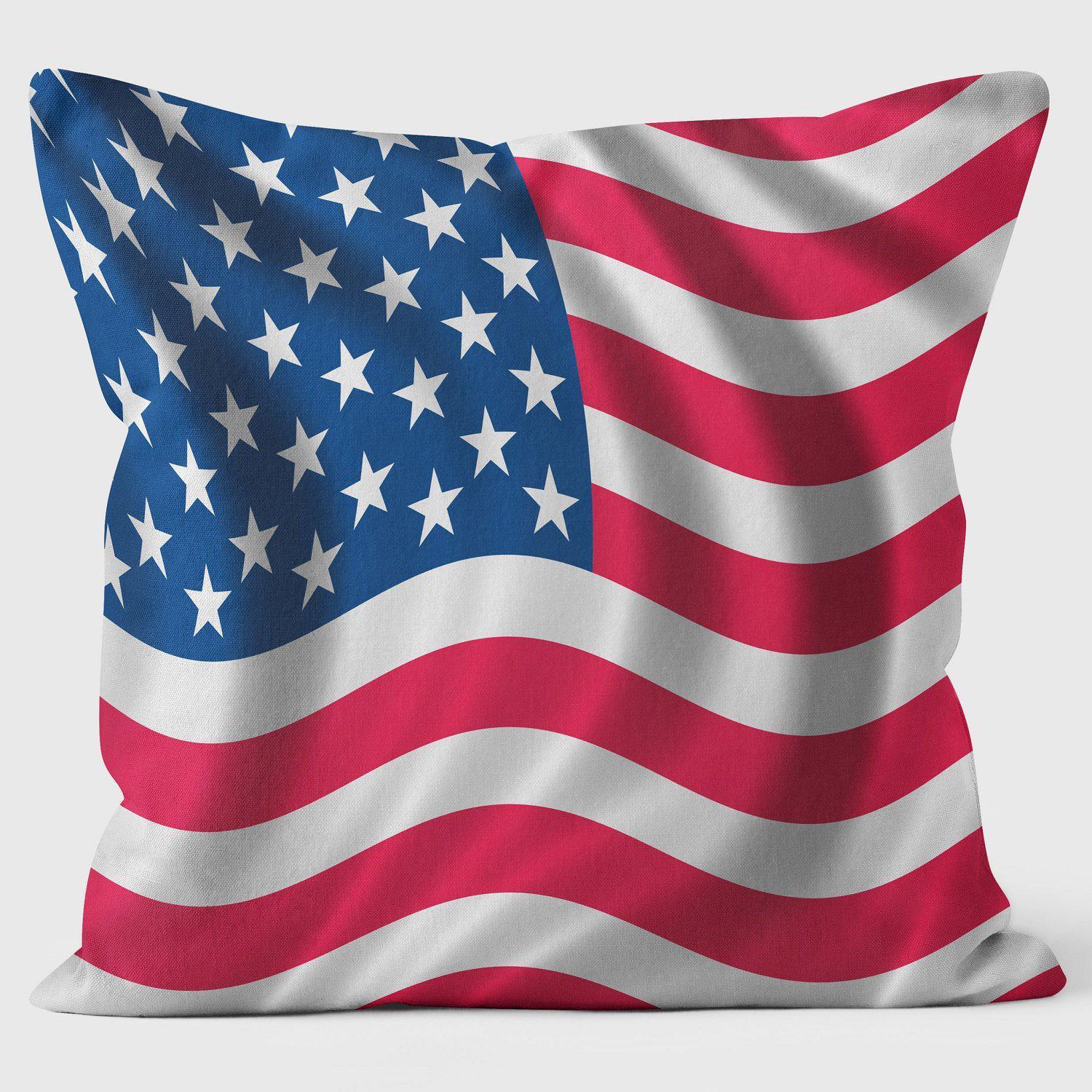 USA Flag Stars & Stripes Pillow - Art Print Cushion - Handmade Cushions UK - WeLoveCushions