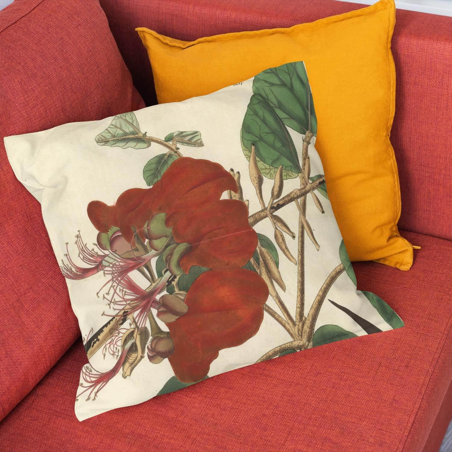 Velvety Erythrina - Botanical Cushion - Handmade Cushions UK - WeLoveCushions