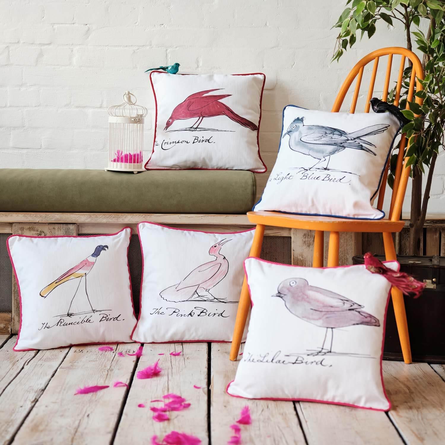 The Pink Bird - Edward Lear Cushion