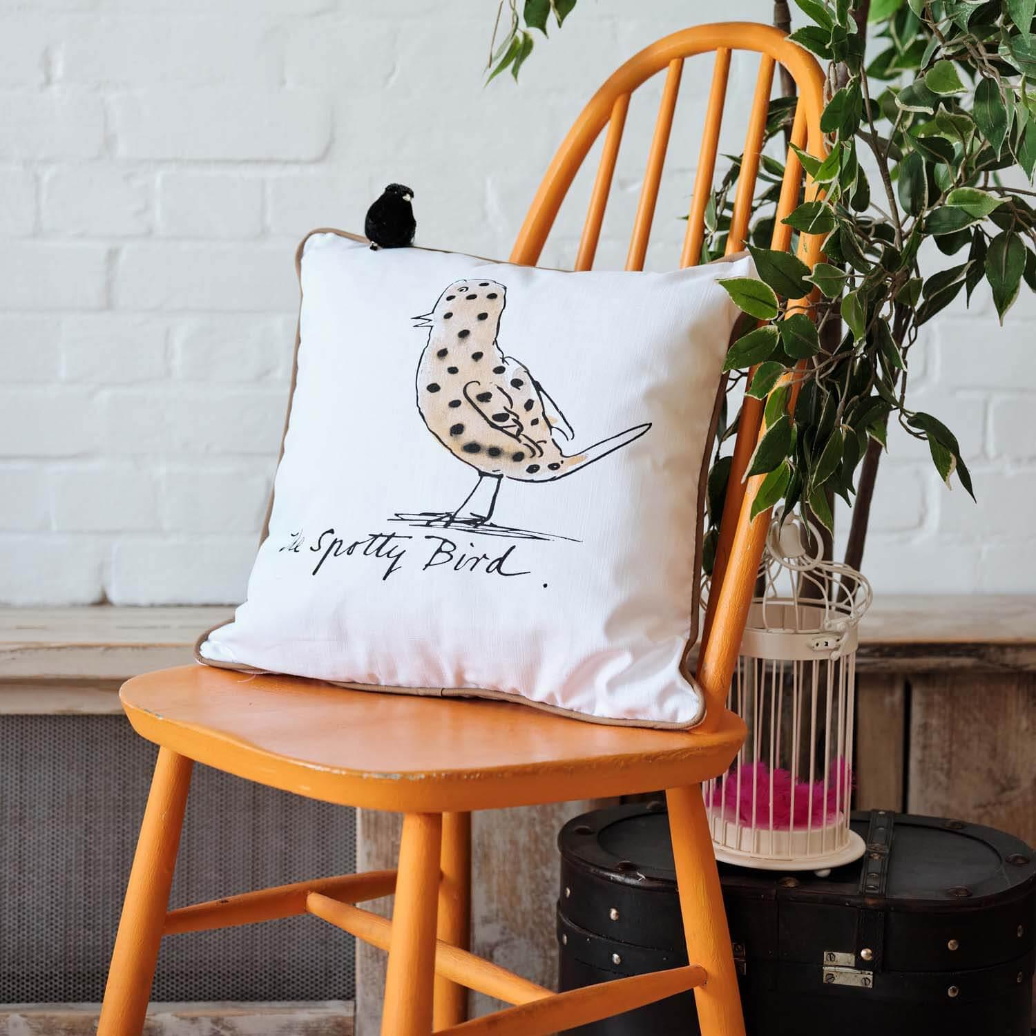 The Spotty Bird - Edward Lear Cushion