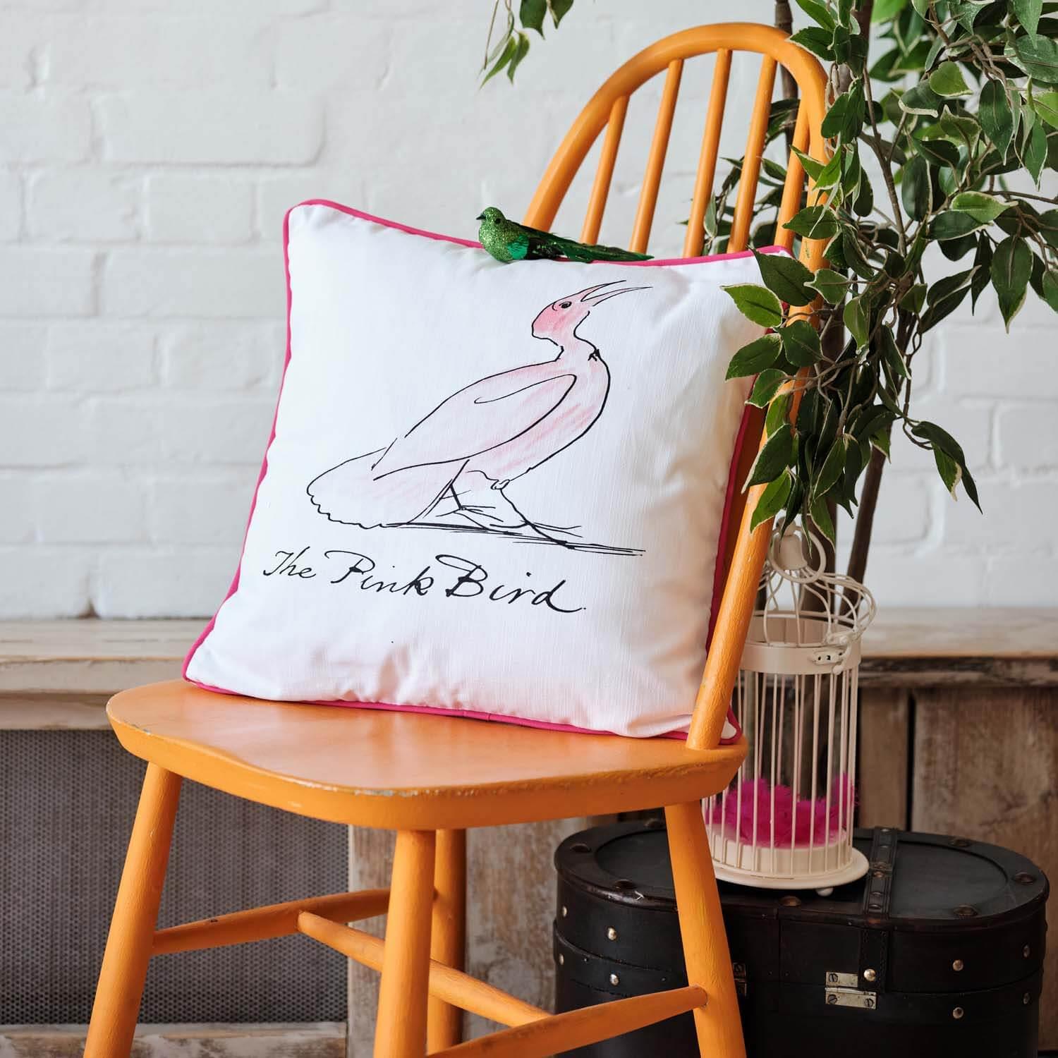 The Pink Bird - Edward Lear Cushion