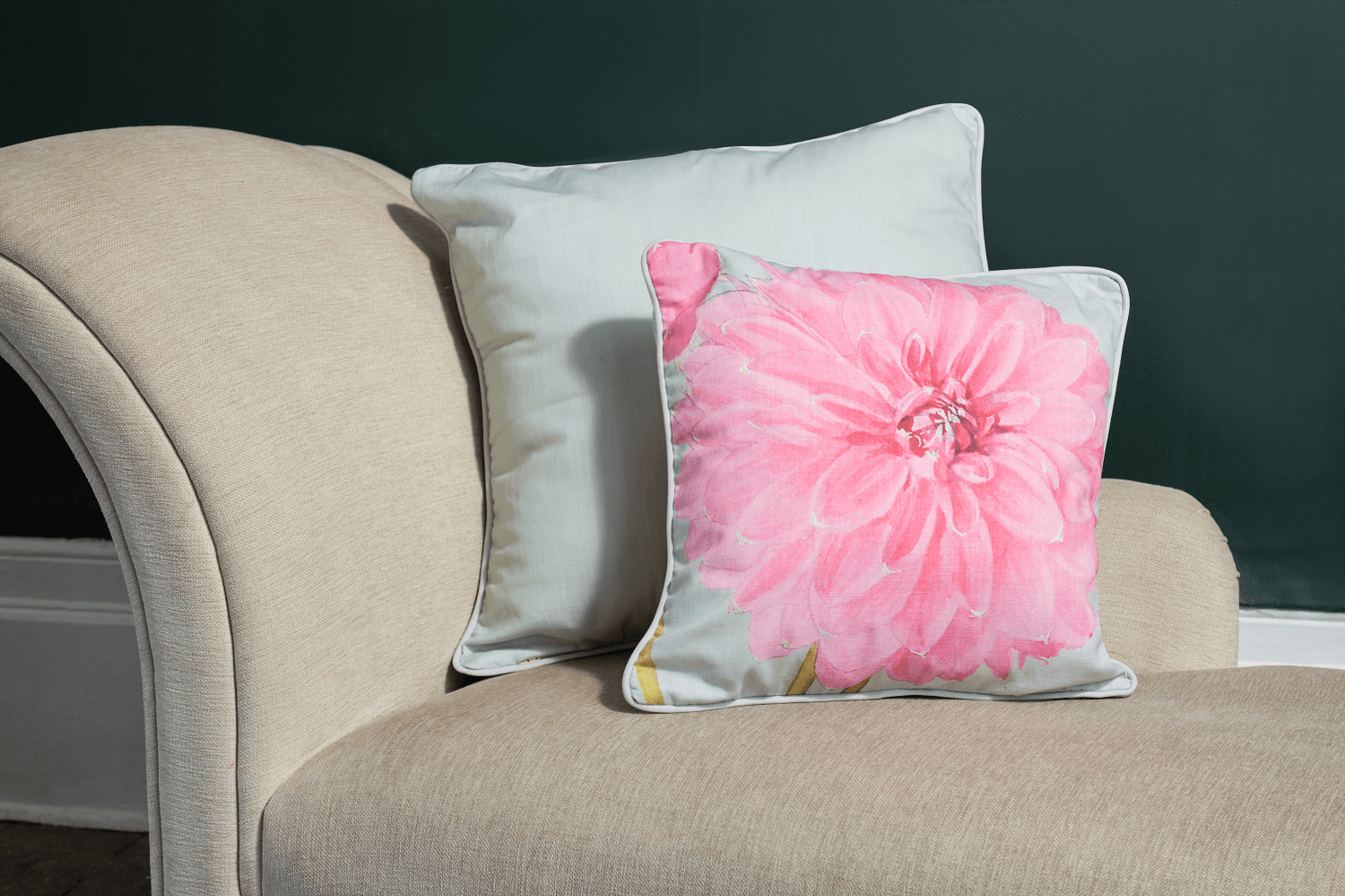 Dahlia Cheal's Pink Single Flower - Alfred Wise Cushion