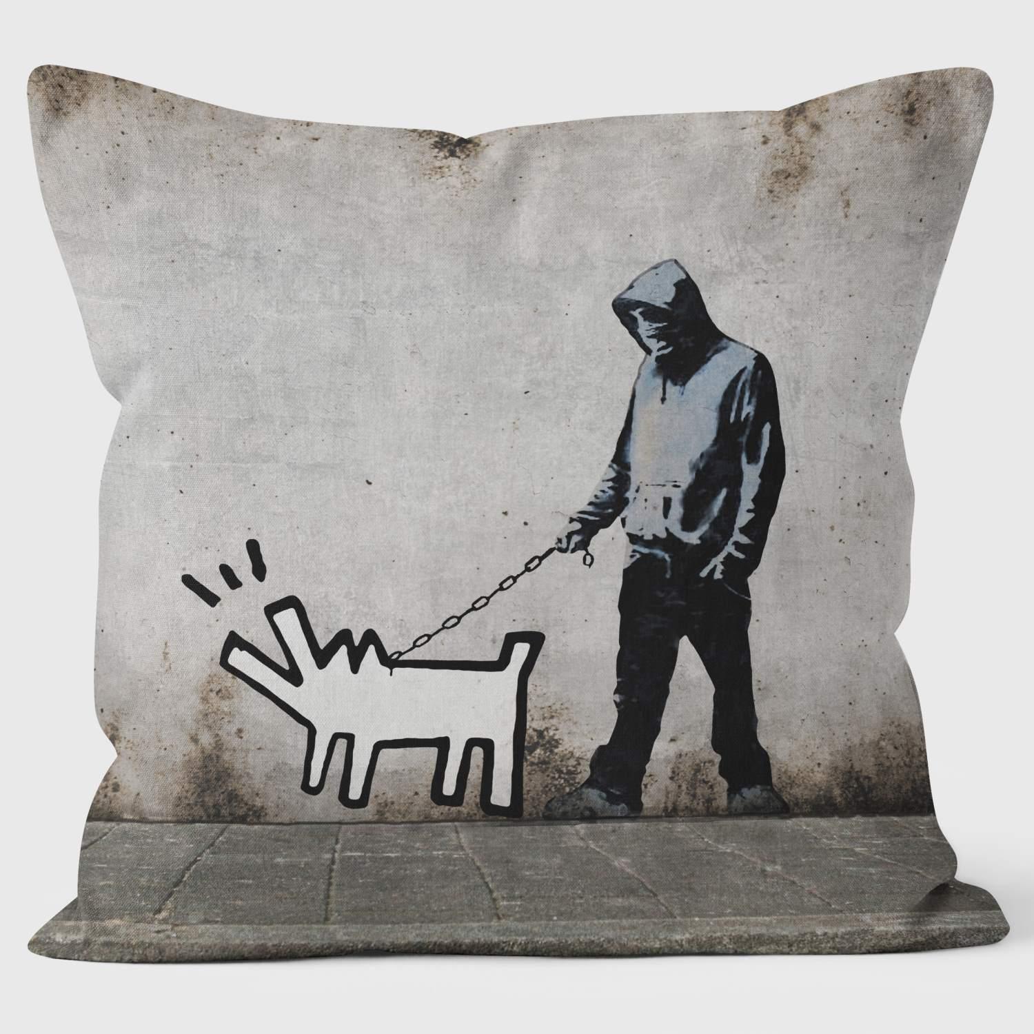 Walking The Dog - Banksy Inspired - Graffiti Art Cushion - Handmade Cushions UK - WeLoveCushions