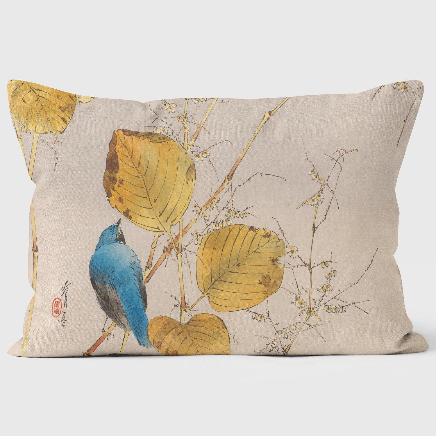 Warbler & Autumn Leaves - Mary Evans Cushion - Handmade Cushions UK - WeLoveCushions