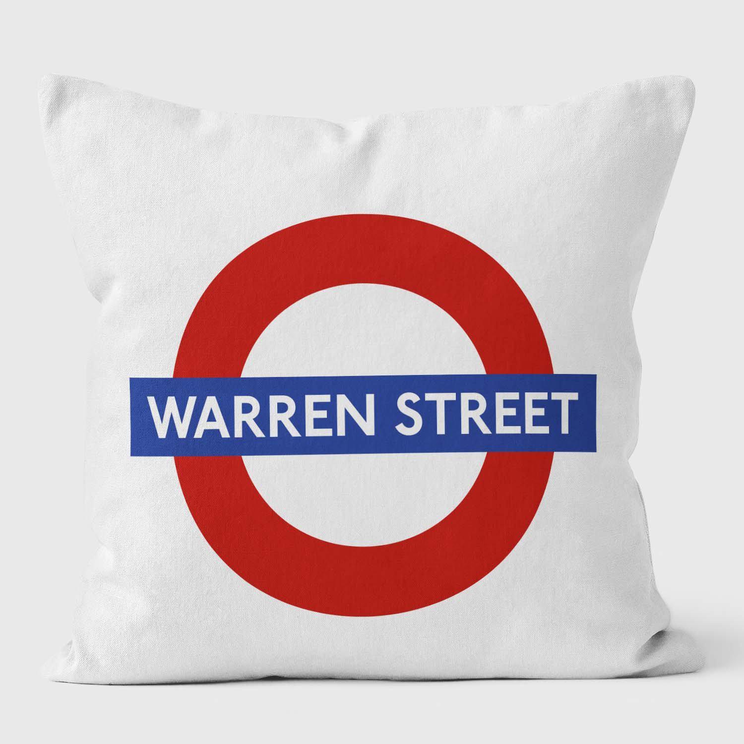 Warren Street London Underground Tube Station Roundel Cushion - Handmade Cushions UK - WeLoveCushions