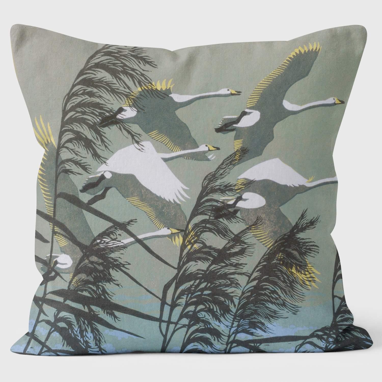 Whooper Swans - Robert Gillmor Cushion - Handmade Cushions UK - WeLoveCushions