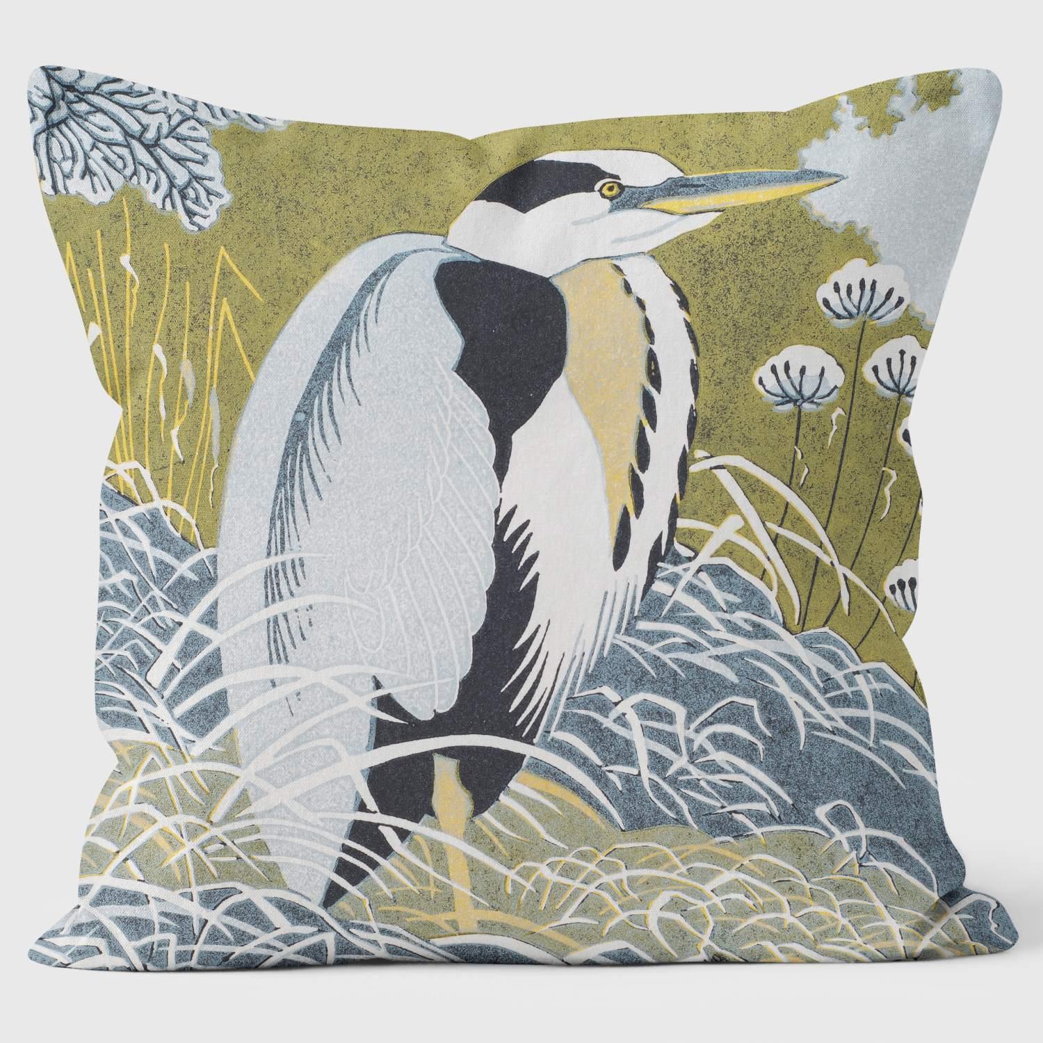 Winter Heron - Robert Gillmor Cushion - Handmade Cushions UK - WeLoveCushions