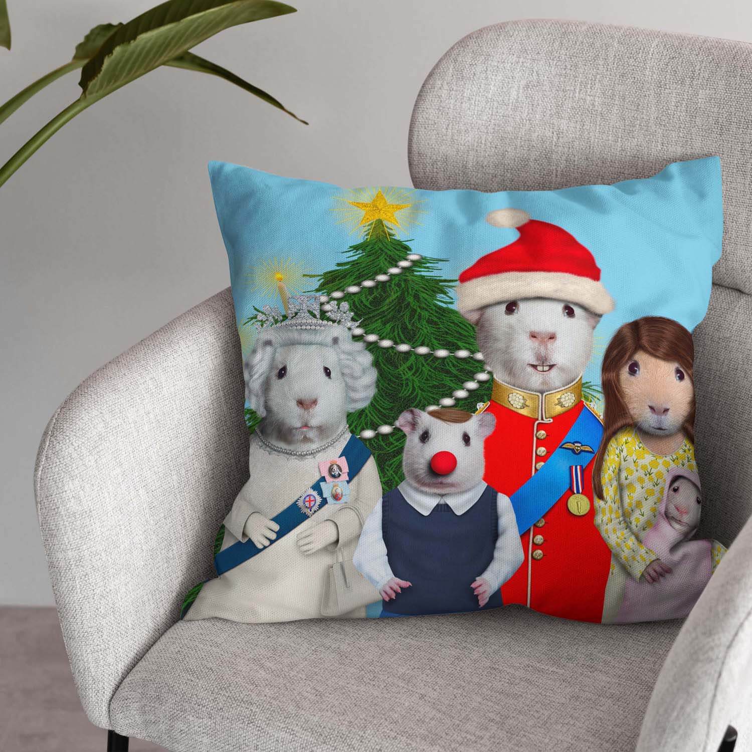 Christmas Royal Guineas - Pets Rock Cushion